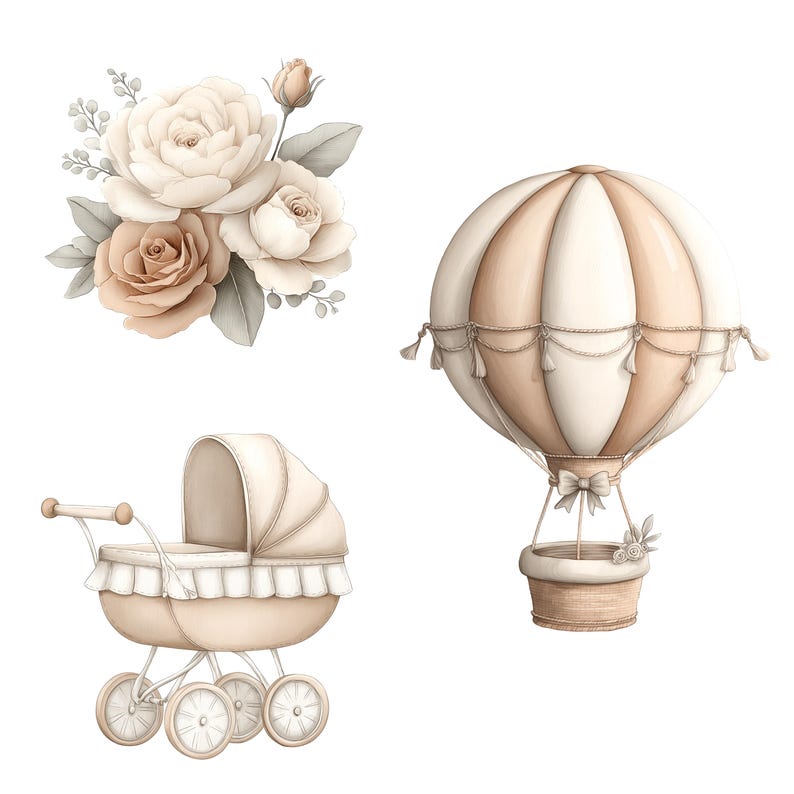 Watercolor Teddy Bear Clipart: Boho Nursery PNG Images (Digital Download - 40 PNGs) image 12