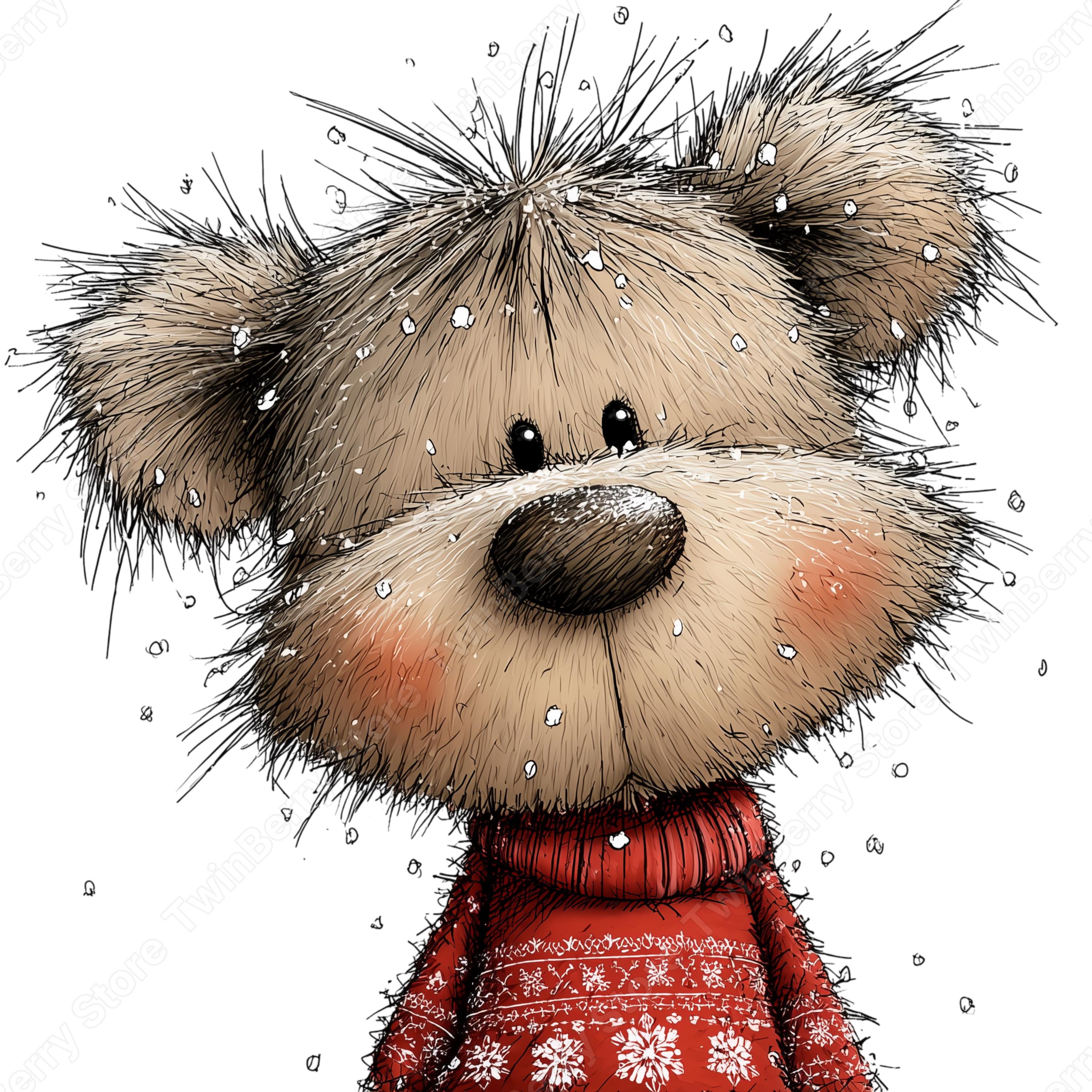 21 Christmas Teddy Bear Clipart PNG, Whimsical Fuzzy Bears Holiday ...