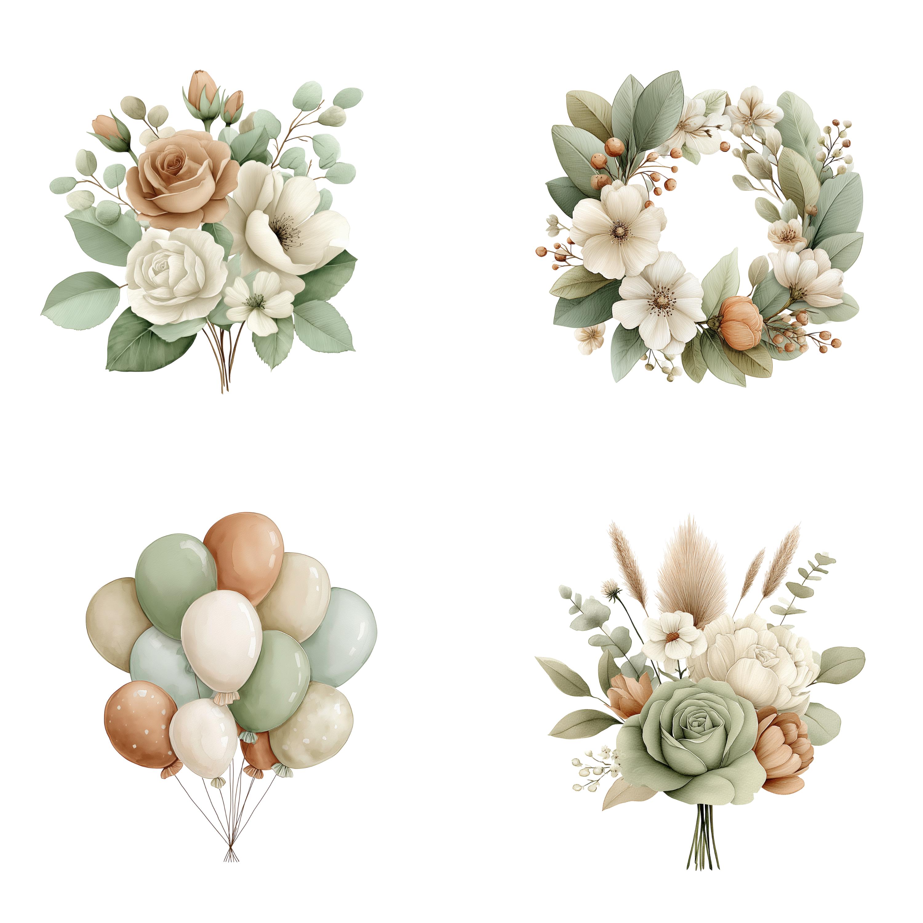 Teddy Bear Clipart PNG, 34 Sage Green Baby Boy Nursery Graphics Bundle ...