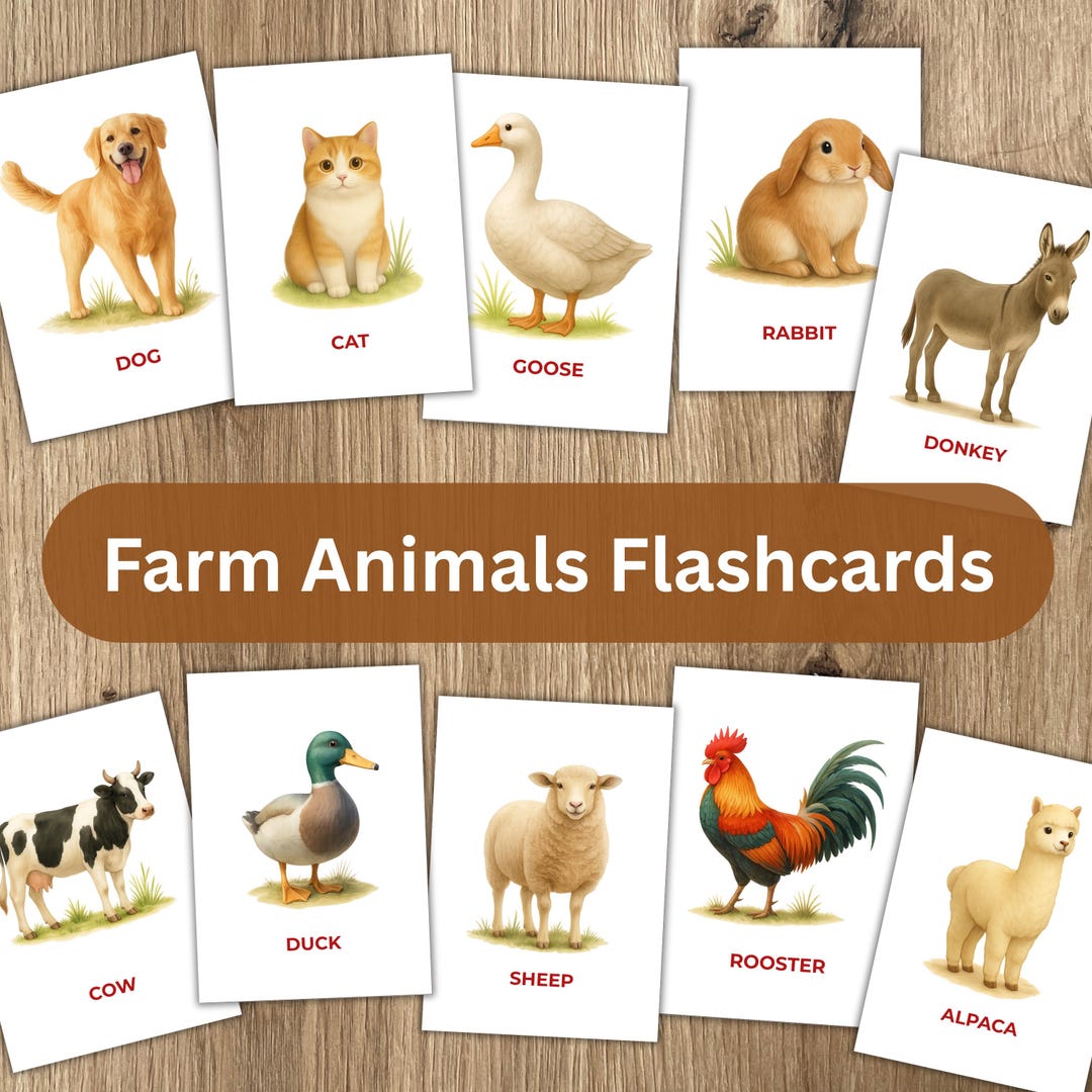 Farm Animal Flashcards for Toddlers - Printable Animals - Montessori ...