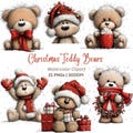 21 Christmas Teddy Bear Clipart PNG, Whimsical Fuzzy Bears Holiday Graphics Bundle product logo