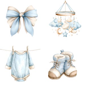 Clipart aquarel teddybeer: blauwe babyknuffels png-set (digitale download 31 png's) afbeelding 9