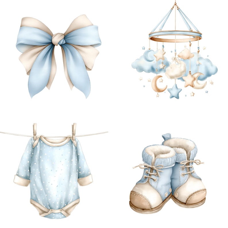 Clipart aquarel teddybeer: blauwe babyknuffels png-set (digitale download 31 png's) afbeelding 9