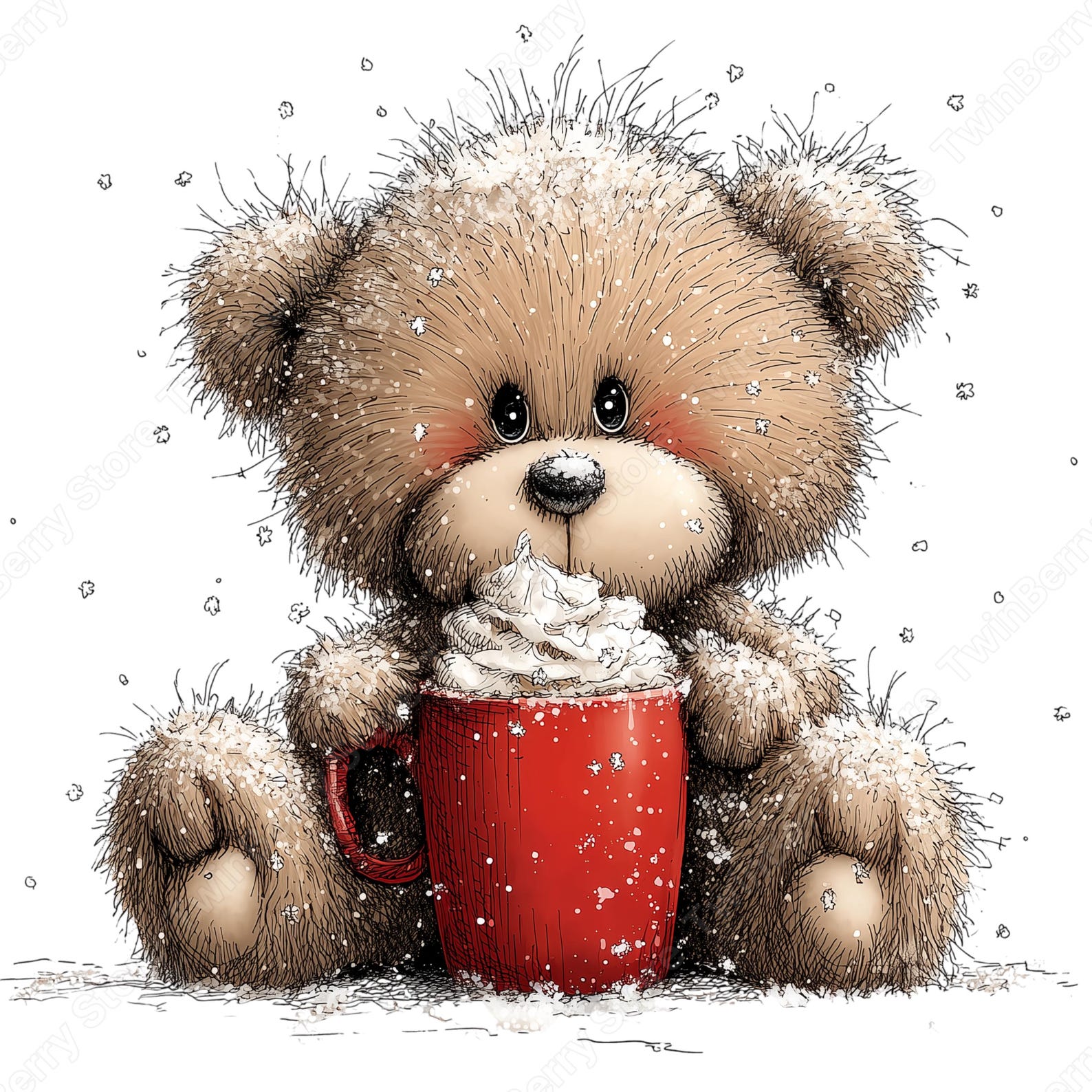 21 Christmas Teddy Bear Clipart PNG, Whimsical Fuzzy Bears Holiday ...