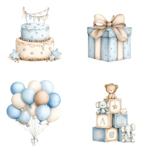 Clipart aquarel teddybeer: blauwe babyknuffels png-set (digitale download 31 png's) afbeelding 7