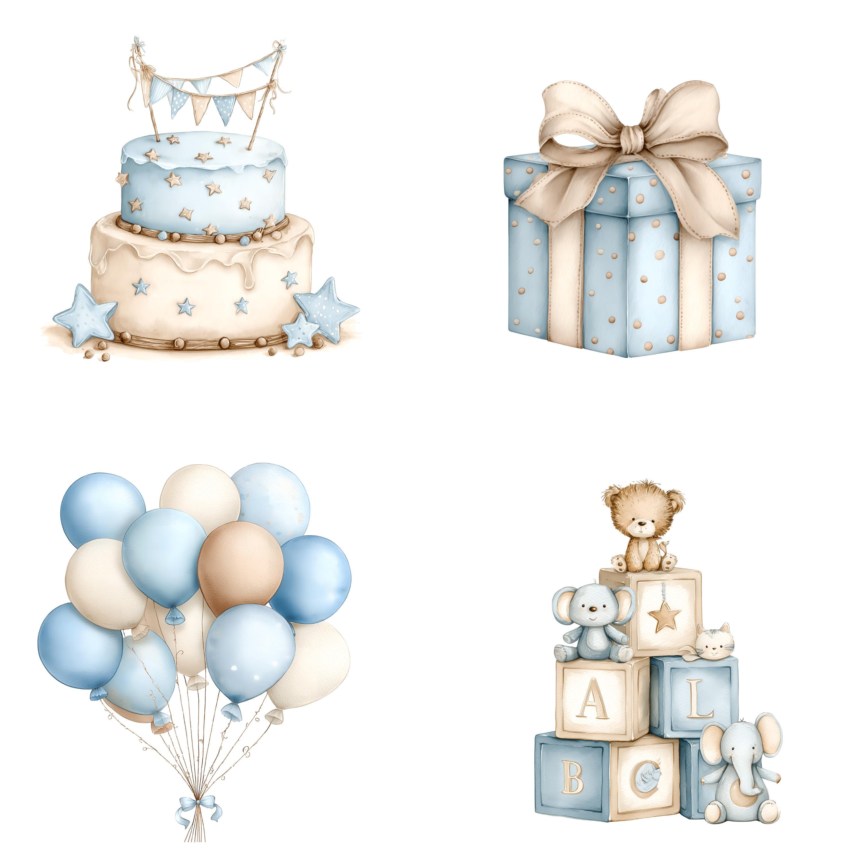 Watercolor Teddy Bear Clipart: Blue Baby Teddies PNG Set (digital ...