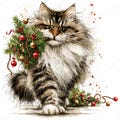 Christmas Cat Clipart PNG, 26 Watercolor Fluffy Cats with Ribbons Ornaments Santa Hats for Cat Lover Gifts Cards & Crafts product logo