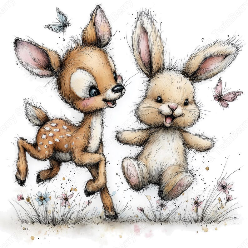 Spring Clipart JPG, 36 Woodland Animals With Flower Crown Graphics ...