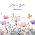 Wildflower Border PNG, 17 Watercolor Meadow Flower Strip Clipart for Wedding Invitations and Cards product logo