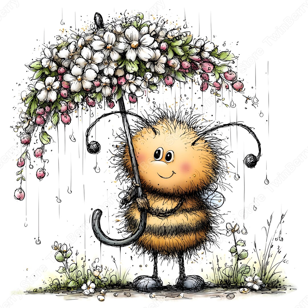 Spring Bee JPG, 26 Watercolor Bumble Bee Clipart With Flowers for Cards ...