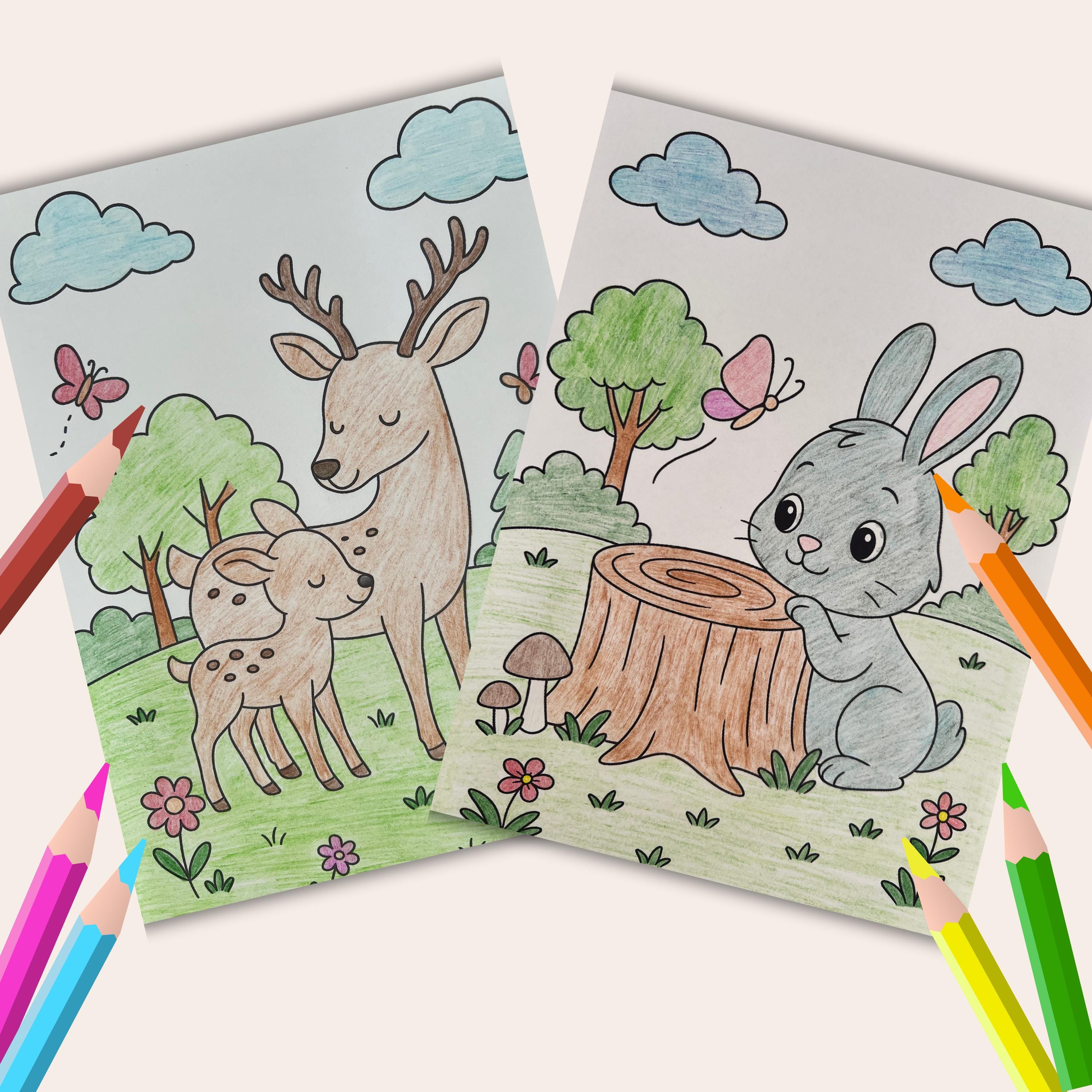 12 Forest Animals Coloring Pages for Kids - Woodland Theme Printable ...
