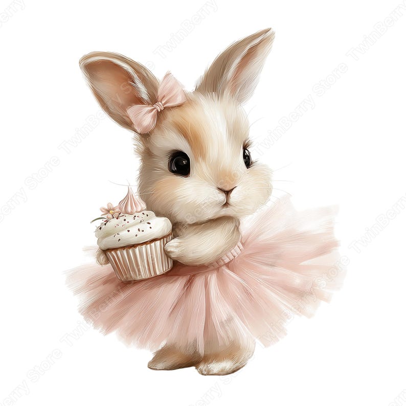 Clipart de conejita bailarina, paquete PNG de conejo con tutú rosa ...