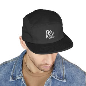 Embroidered 5 Panel Cap | Be Kind Hat for Casual Wear, Gift, Summer Accessory, Eco-friendly Style, Unisex r