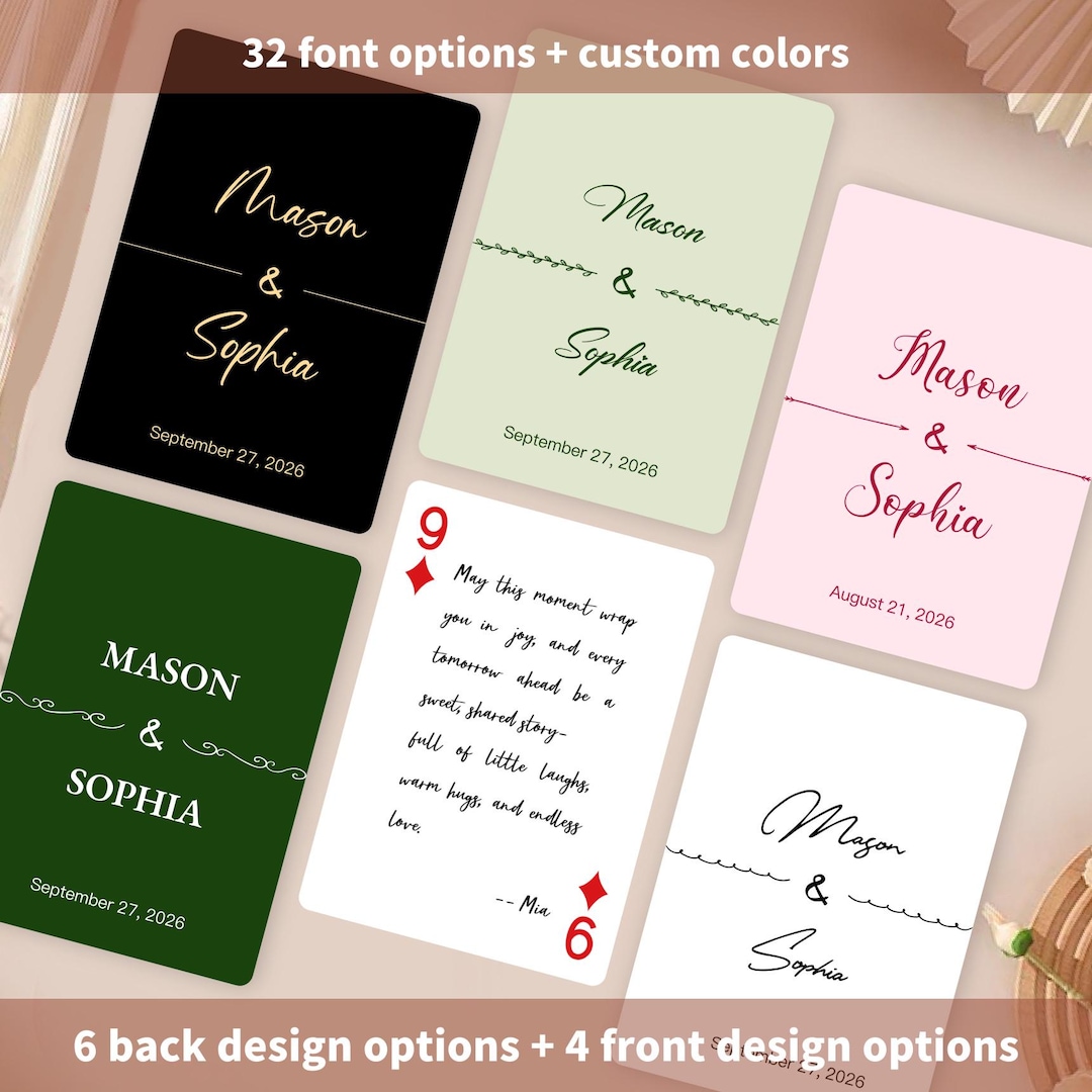 Custom Blank Playing Cards Wedding Guest Book Alternative, Interactive ...