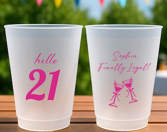 Personalized Birthday Cup | 21st Birthday Cup | Custom Any Age | Double Sided Color Frosted Cup