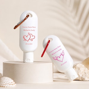 Personalized Sunscreen Party Favors – Custom Sunscreen Bottles with Carabiner, Wedding & Party Gifts, Sun Protection