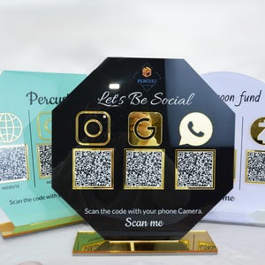 Custom Acrylic QR Code Sign: Social Media & Payment
