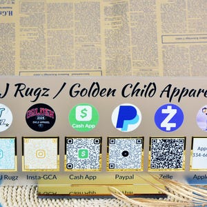 Acrylic QR Code Payment Sign: Small Business - Gold Accents