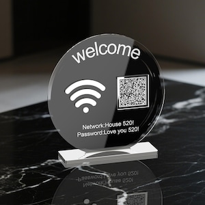Custom WiFi QR Code Acrylic Sign: Modern Guest Connectivity
