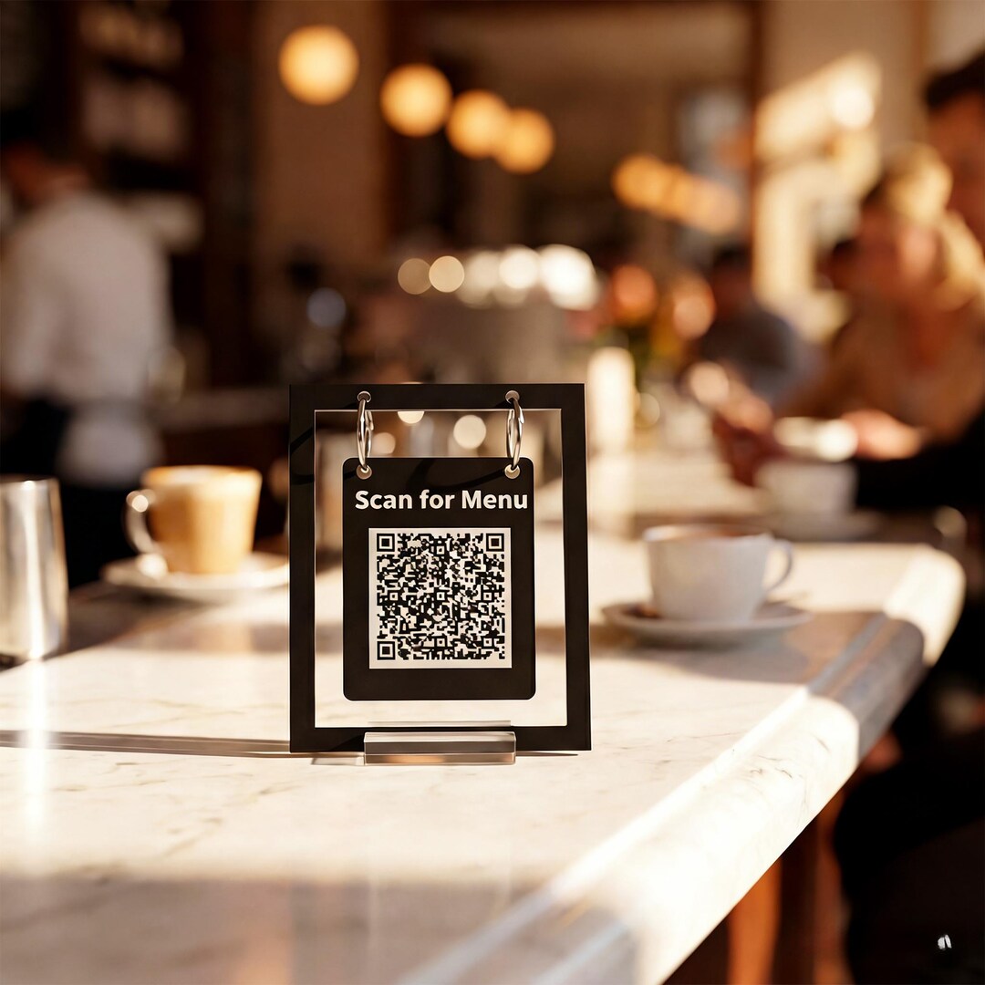 Custom QR Code Acrylic Stand Scan for Menu Table Sign Cafe Bar ...