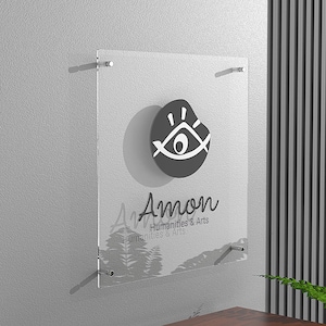 Custom Frosted Clear Acrylic Business Sign - Outdoor Durable Logo Door Sign (Black/White/Glass - Look Finish)