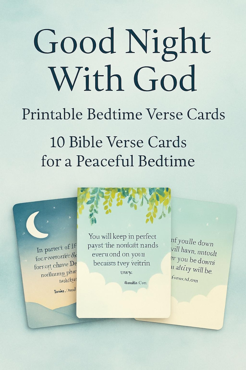 Quiet Night Bible Verse Cards – Printable Christian Bedtime Scripture ...