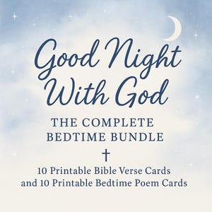 Buonanotte con Dio – Pacchetto stampabile per la buonanotte – Schede con versetti biblici + Poesie per la buonanotte – Routine cristiana per la buonanotte – Download immediato