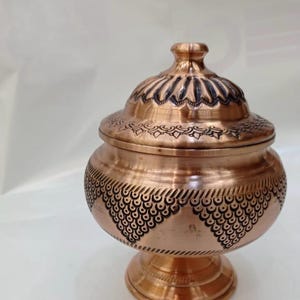 copper gift, copper sugar bowl, rustic copper, copper candy dish, traditional copper, decor, kitchen decor gift, Turkish Copper Ornament