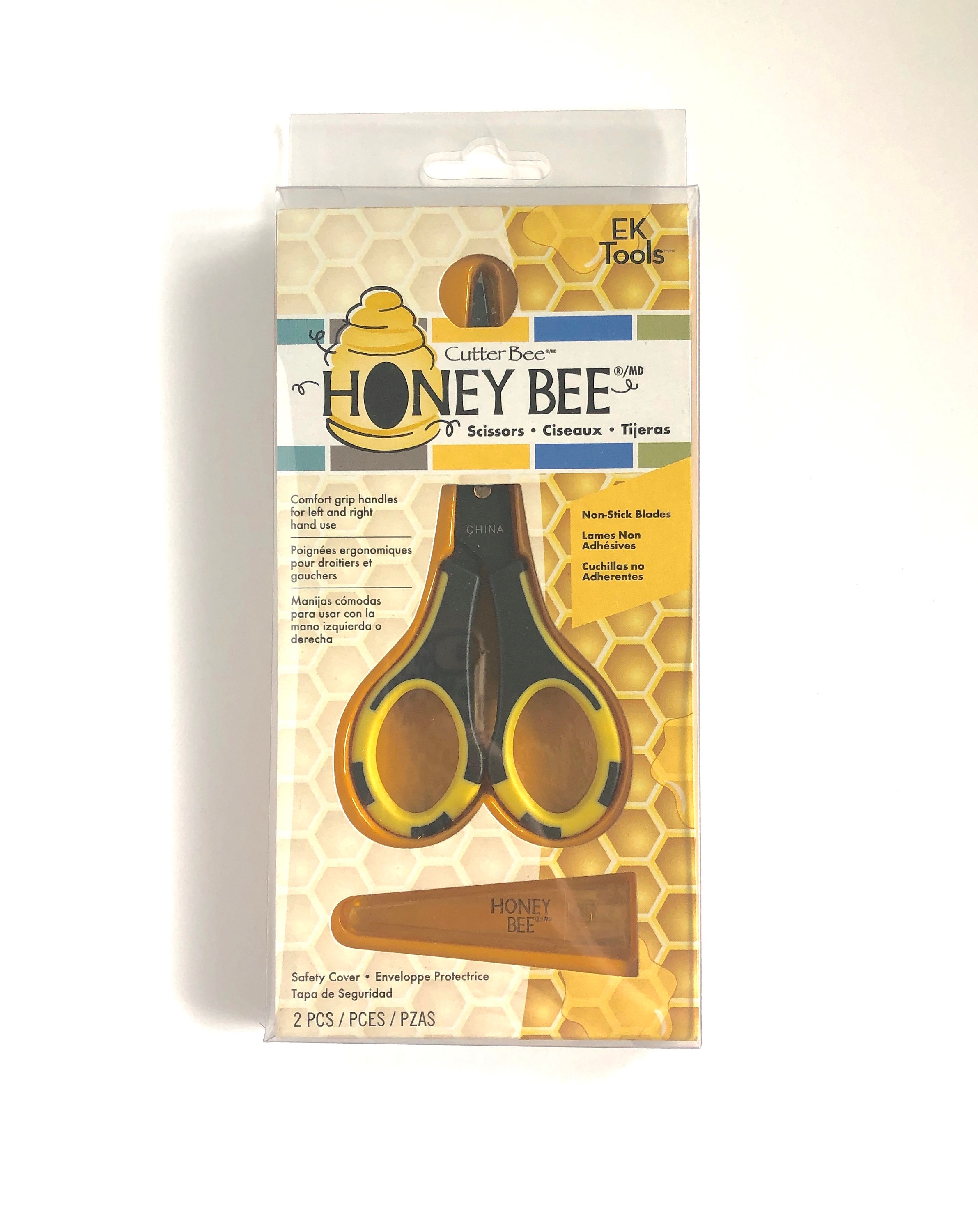 Cutter Bee Honey Bee Scissors by EK Success - Non-Stick Blades - Safety  Cover - Precision Tip