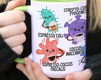 Coffee Bacteria Mug, MLS mug, Funny Microbe Mug, Microbiologist, Mug for Lab Tech, Bio Major, Premed,  Microbiologist Mug, Lab Scientist