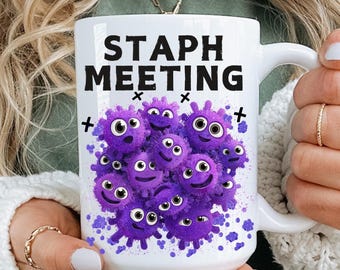 Reunión de estafilococos, taza de MLS, taza divertida de microbios, regalo de microbiólogo, taza para técnico de laboratorio, estudiante de biología, premédico, regalo de taza de microbiólogo, científico de laboratorio