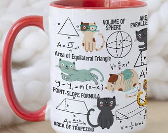 Taza de matemáticas con diseño de gato, taza de matemáticas STEM, regalo para amantes de los gatos, divertida taza de café con gatos matemáticos, lindo regalo de gato para científicos matemáticos, regalo para estudiantes de matemáticas y profesores.
