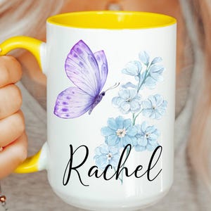 Vlinder aangepaste naam mok, gepersonaliseerde vlindermok, vlinderliefhebbers cadeau, vlindermok, vlindermok, cadeau voor vlinderliefhebber cadeau