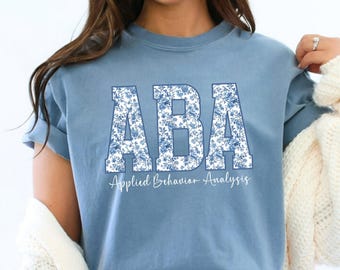 Comfort Colors® ABA Shirt, Blue Toile ABA Shirt, Applied Behavior Analysis shirt, Autism Awareness shirt ABA Therapist Gift, aba Team Shirt