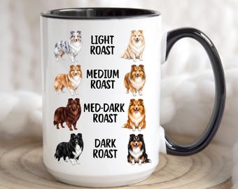 Rolig Sheltie-mugg, det finns 99 procents chans att den har hår i sig, hundägare, Shetland Sheepdog-hårälskare, pappa, Sheltie-mamma, kikarhundmugg