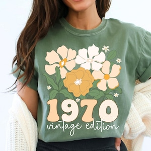 Comfort Colors® 55th Birthday Shirt, Vintage 1970 Shirt, 55th Birthday Gift For Women,  55th Birthday Friend, 55 Retro Floral Birthday Shirt