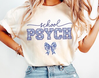 Comfort Colors® School Psych Shirt, Blue Toile School Psychologist Shirt, Vintage Retro Floral School Psych Tee,Gift for School Psychologist