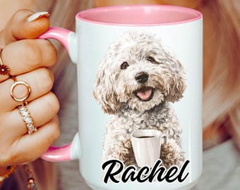 Personalized Cockapoo Mug, Dog Coffee Mug, Cockapoo Dog Tea Cup, Cockapoo Drinking Coffee, Cockapoo Gift, Cockapoo Owner Gift, Christmas Mug
