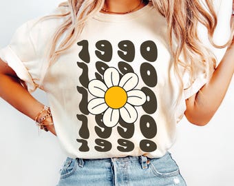 Camiseta Comfort Colors® de 35.º cumpleaños, camiseta vintage de 1990, regalo de 35.º cumpleaños para mujer, camiseta retro con estilo para amigas que cumplen 35 años, camiseta retro genial para hermanas.