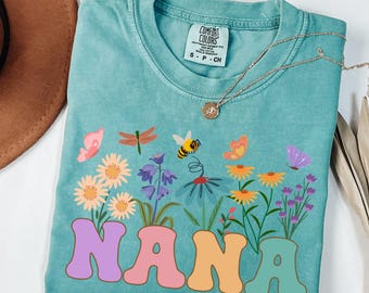 Chemise grand-mère personnalisée Comfort Colors® avec noms de petits-enfants, chemise fête des mères, t-shirt floral grand-mère, cadeaux Mimi, chemise grand-mère, chemise Mimi