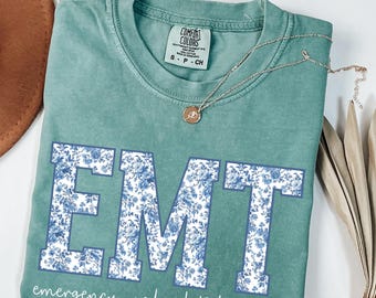 Camiseta EMT Comfort Colors®, camiseta de técnico de emergencias médicas con toile azul, paramédico graduado, camiseta EMS, regalos EMT, camiseta de primeros auxilios