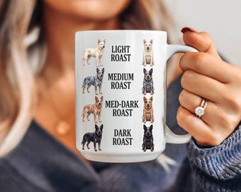 Australisk nötkreatursmugg, nötkreatursmamma, pappa, rolig nötkreaturshundmugg, sällskapsdjur som älskar kaffekopp, nötkreaturshundägare, nötkreaturstränare