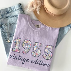 Comfort Colors® 70th Birthday Shirt, 70th Birthday Woman, Vintage 1955 Shirt, 70th Birthday Gift For Women, 70th Retro Floral Birthday Shirt