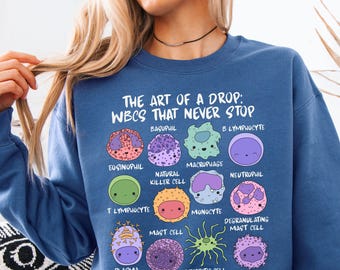 Camiseta de técnico médico, sudadera MLS, camiseta de técnico médico, regalo de laboratorio, hematología, hematólogo, semana del laboratorio, glóbulos blancos, sistema inmunitario