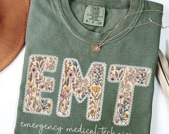 Camiseta EMT Comfort Colors®, camiseta de técnico de emergencias médicas con toile azul, paramédico graduado, camiseta EMS, regalos EMT, camiseta de primeros auxilios