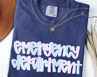 Comfort Colors® Floral Emergency Department Shirt, Emergency Shirt, ER Nurse Tee, ER Nurse Gift, ER Department Shirt, Emergency Nurse Shirt