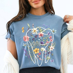 Floral Tooth Shirt, RDA T-Shirt, Dentist Shirt, Dental Student, Gift Dental Hygienist, Dental Assistant Shirt, Dental Office, Graduation Tee
