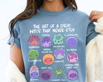 Camiseta de tecnología médica Comfort Colors®, camiseta MLS, tecnólogo médico, hematología, hematólogo, camiseta de la semana del laboratorio, glóbulos blancos, sistema inmunitario