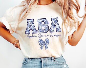Comfort Colors® ABA Shirt, Blue Toile ABA Shirt, Applied Behavior Analysis shirt, Autism Awareness shirt ABA Therapist Gift, aba Team Shirt