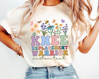 Camisa de cerámica de guerrero de reemplazo de rodilla, regalo perfecto para posoperatorio, pronta recuperación para ella, cirugía de rodilla, camiseta de té personalizada para cirugía de rodilla